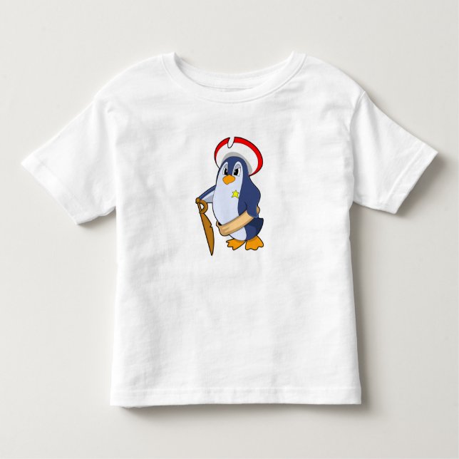 Camiseta Pinguim como Pirata com Chapéu (Frente)