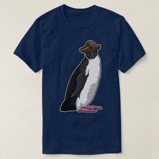 Camiseta Pinguim como Pirata com Chapéu (Frente do Design)
