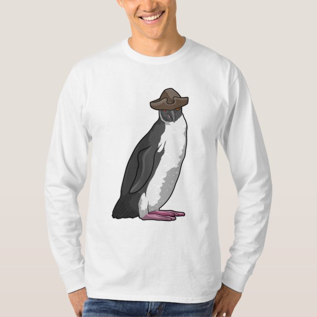 Camiseta Pinguim como Pirata com Chapéu (Frente)