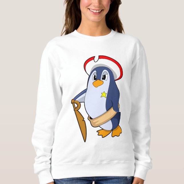 Camiseta Pinguim como Pirata com Chapéu (Frente)