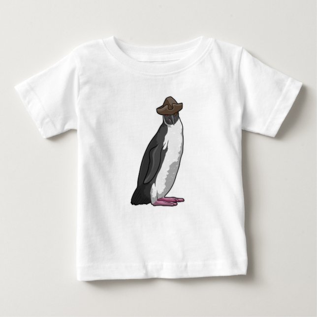 Camiseta Pinguim como Pirata com Chapéu (Frente)