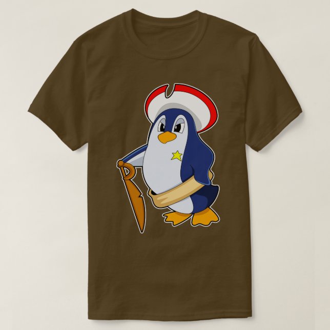 Camiseta Pinguim como pirata com chapéu 1 (Frente do Design)