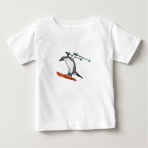 Camiseta Pinguim como saltador de esqui com Esqui