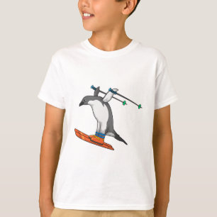 Camiseta Pinguim como saltador de esqui com Esqui
