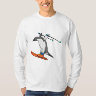 Camiseta Pinguim como saltador de esqui com Esqui