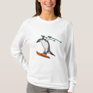 Camiseta Pinguim como saltador de esqui com Esqui