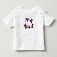 Pinguim como skater em linha com Skates em linha