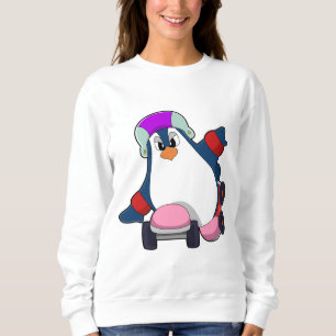 Camiseta Pinguim como skater em linha com Skates em linha