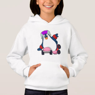Camiseta Pinguim como skater em linha com Skates em linha