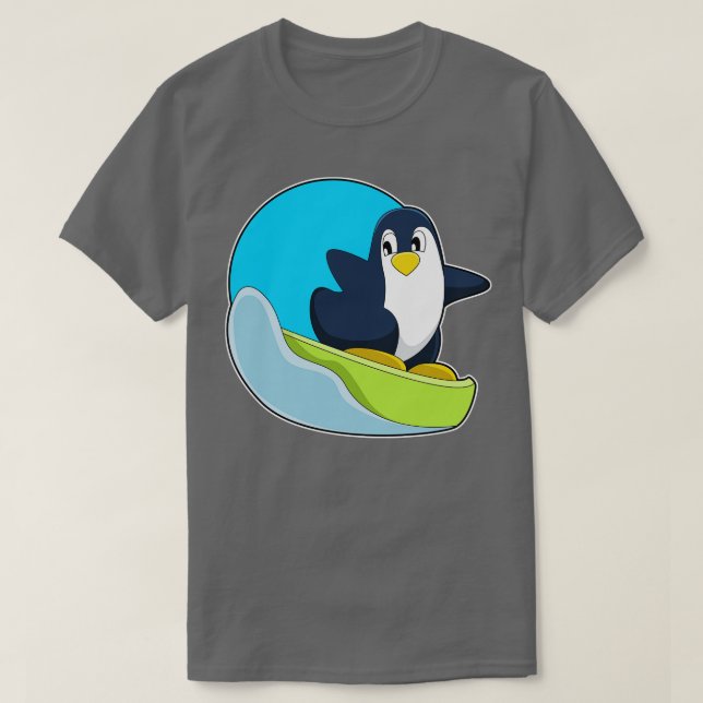 Camiseta Pinguim como Snowboarder com Sonowboard (Frente do Design)
