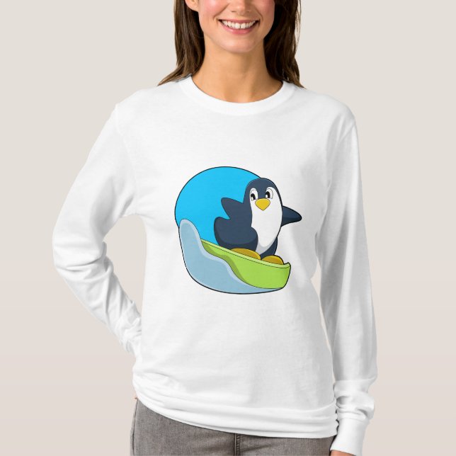 Camiseta Pinguim como Snowboarder com Sonowboard.PNG (Frente)