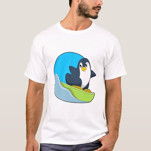 Camiseta Pinguim como Snowboarder com Sonowboard.PNG (Frente)