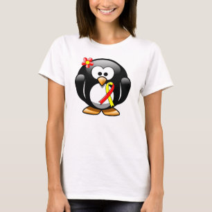 Camiseta Pinguim da Fita de Consciência Vermelha e Amarela