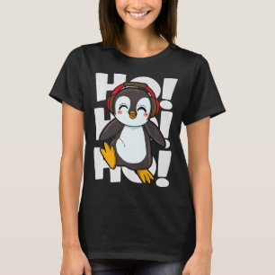 Camiseta Pinguim Dançante Bonito Ho Ho Ho de Natal
