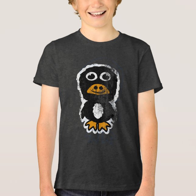 Camiseta Pinguim de Desenho Animado Angustiado 9 (Frente)
