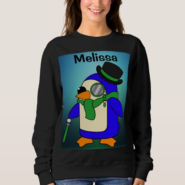 Camiseta Pinguim de desenho animado bonito verde-claro (Frente)