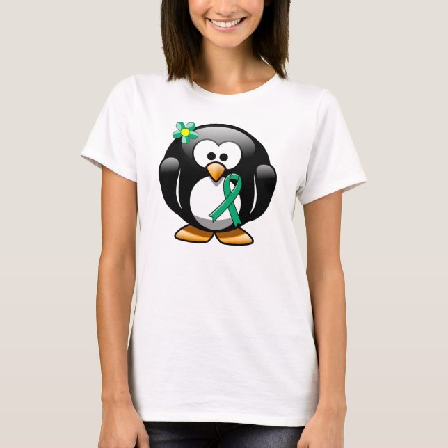 Camiseta Pinguim de Fita de Consciência Jade (Frente)