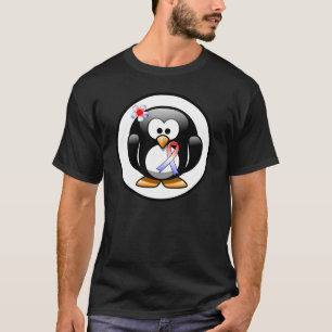 Camiseta Pinguim de fita vermelho, branco e azul