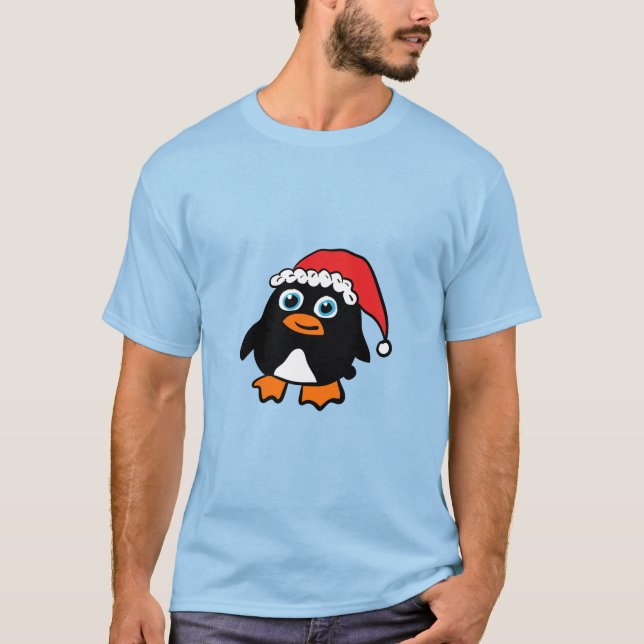 Camiseta Pinguim de Gorro de Natal (Frente)