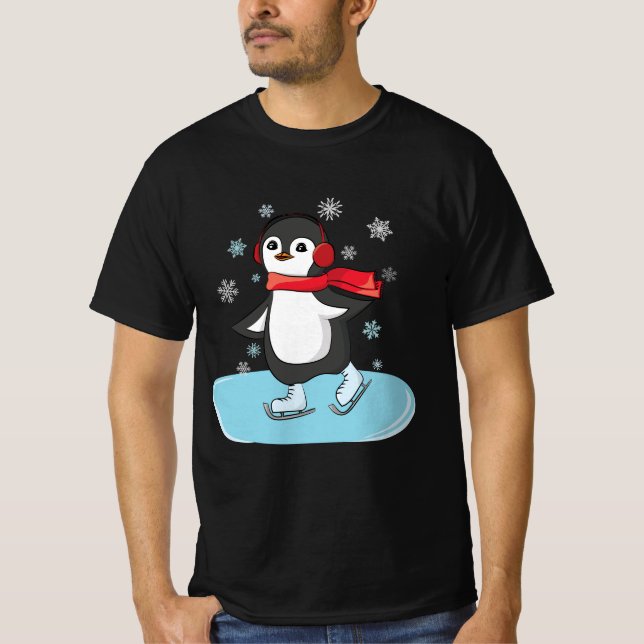 Camiseta Pinguim De Ice Skating (Frente)