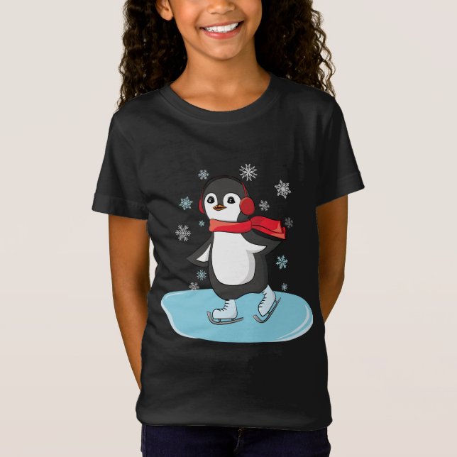 Camiseta Pinguim De Ice Skating (Frente)