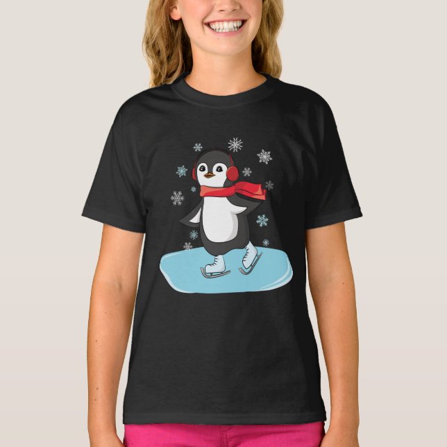 Camiseta Pinguim De Ice Skating (Frente)