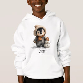 Camiseta Pinguim de Inverno com Desenho de Boneco de Neve