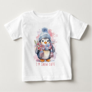 Camiseta Pinguim de Inverno em Aquarela Fofa