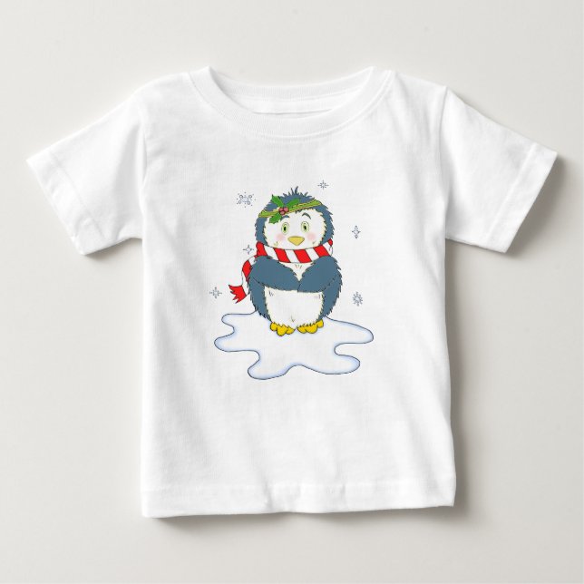 Camiseta Pinguim de Natal Adorável (Frente)