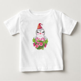 Camiseta Pinguim de Natal bonito em Papai Noel