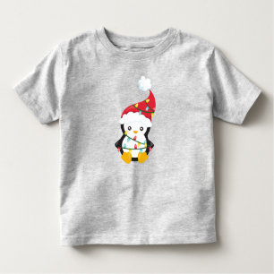 Camiseta Pinguim de Natal, Chapéu Santa, Luzes de Natal