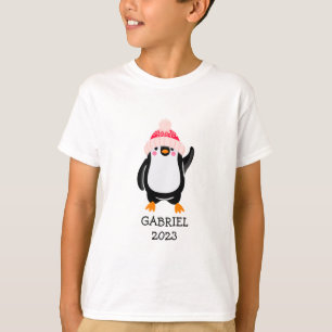Camiseta Pinguim de Natal Gelado Personalizado em Chapéu Ve