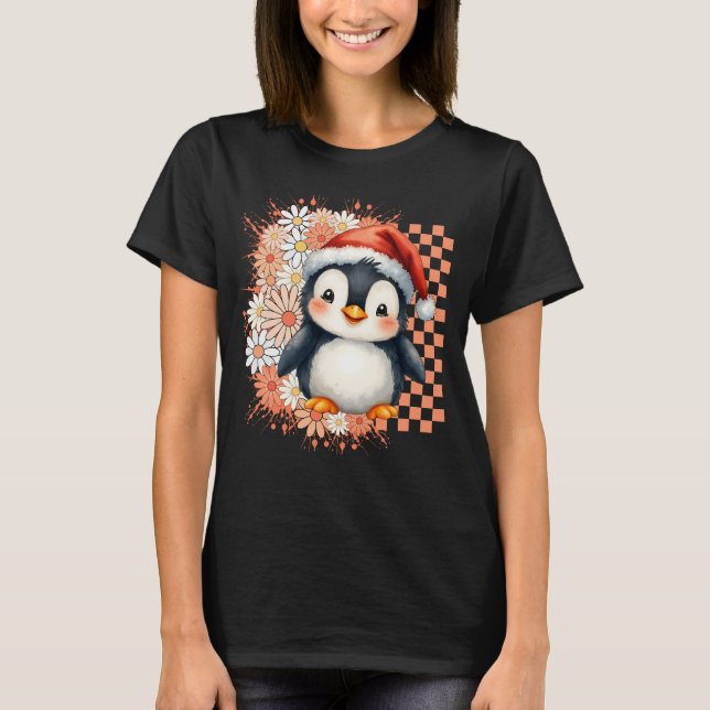 Camiseta Pinguim de Natal Kawaii - Estético Feriado Bonito (Frente)