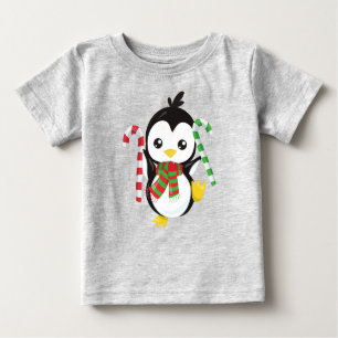 Camiseta Pinguim De Natal, Pinguim Com Scarf, Canela Doces