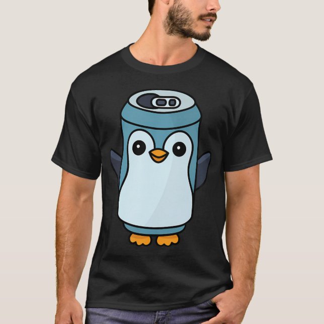Camiseta Pinguim de Refrigerante Fofo Ave Efervescente Arte (Frente)
