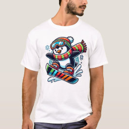 Camiseta pinguim de snowboard no natal