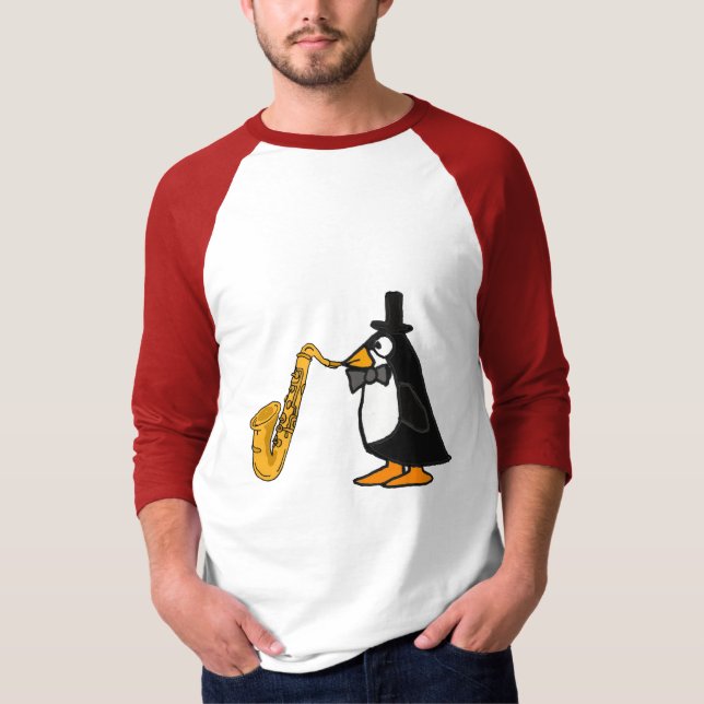 Camiseta Pinguim do AL que joga o saxofone (Frente)