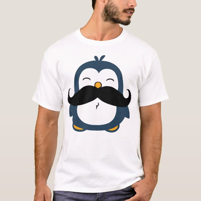 Camiseta Pinguim do bigode azul (Frente)