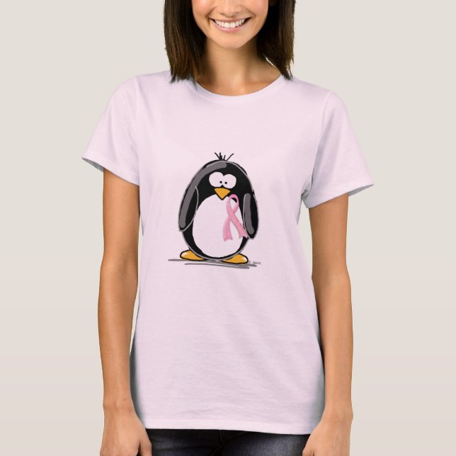Camiseta Pinguim do cancro da mama (Frente)