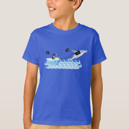 Camiseta Pinguim do pirata com tubarão