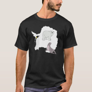 Camiseta Pinguim do Urso Polar Antártico e Selo