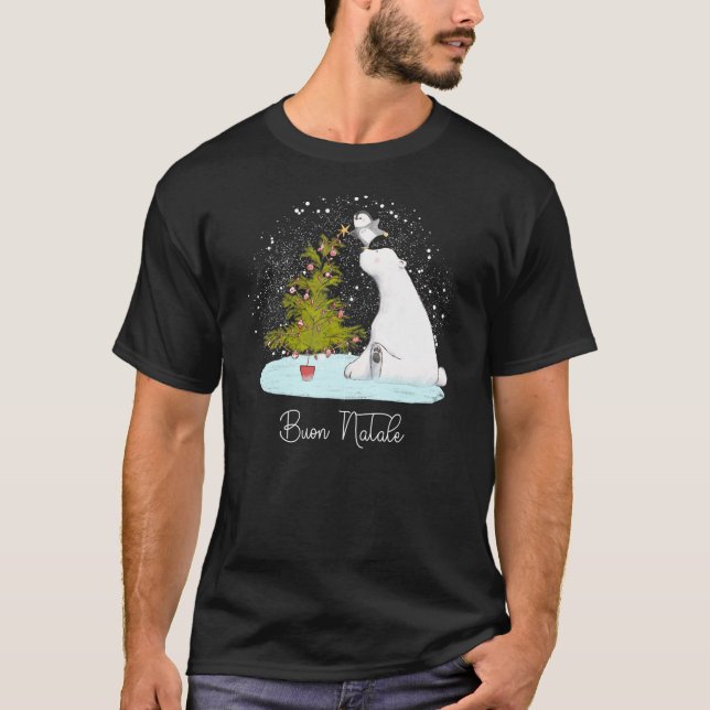 Camiseta Pinguim do Urso Polar Bonito no Natal (Frente)