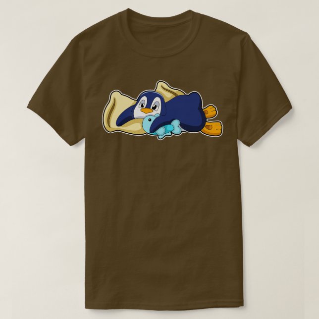 Camiseta Pinguim Dormindo com Travesseiro (Frente do Design)