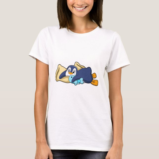 Camiseta Pinguim dormindo com Travesseiro (Frente)
