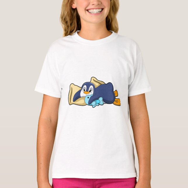 Camiseta Pinguim dormindo com Travesseiro (Frente)