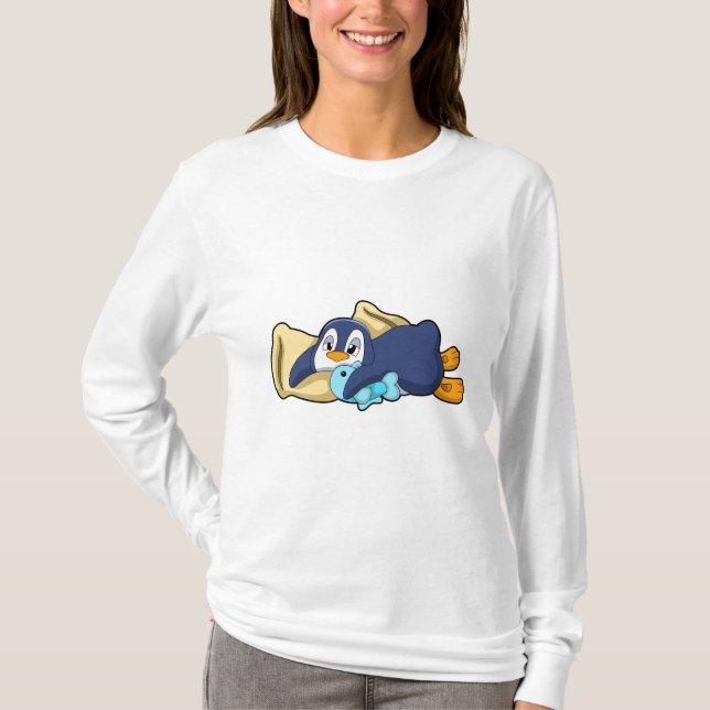 Camiseta Pinguim dormindo com Travesseiro (Frente)
