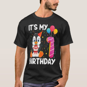 Camiseta Pinguim É Meu primeiro aniversario De 1 Anos Pingu