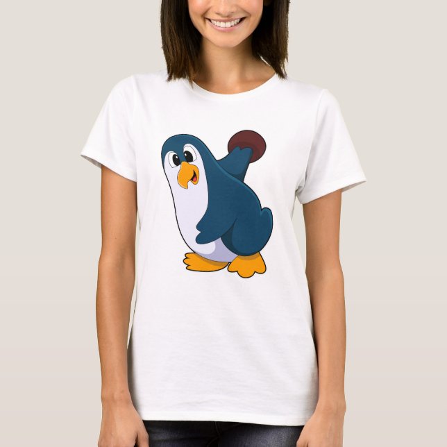 Camiseta Pinguim em Boliches com Bola de boliche (Frente)