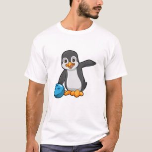 Camiseta Pinguim em Boliches com Bola de boliche