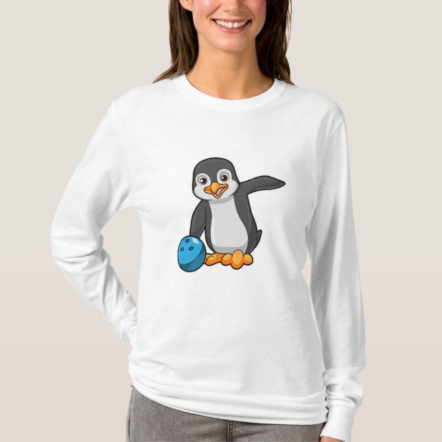 Camiseta Pinguim em Boliches com Bola de boliche (Frente)
